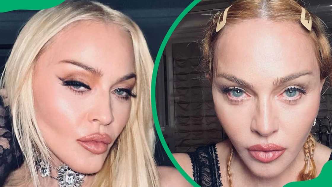 Madonna posing for a photo Madonna posing for a photo