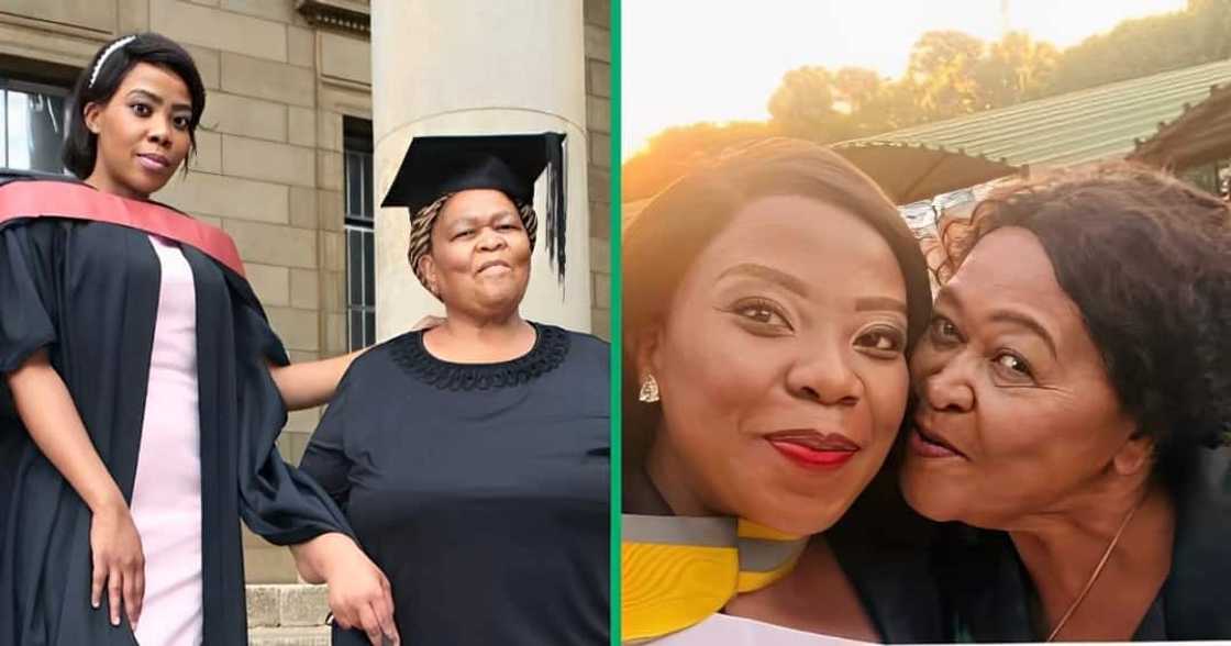 A TikTok video shows a woman thanking her mom for putting her through school. A TikTok video shows a woman thanking her mom for putting her through school.