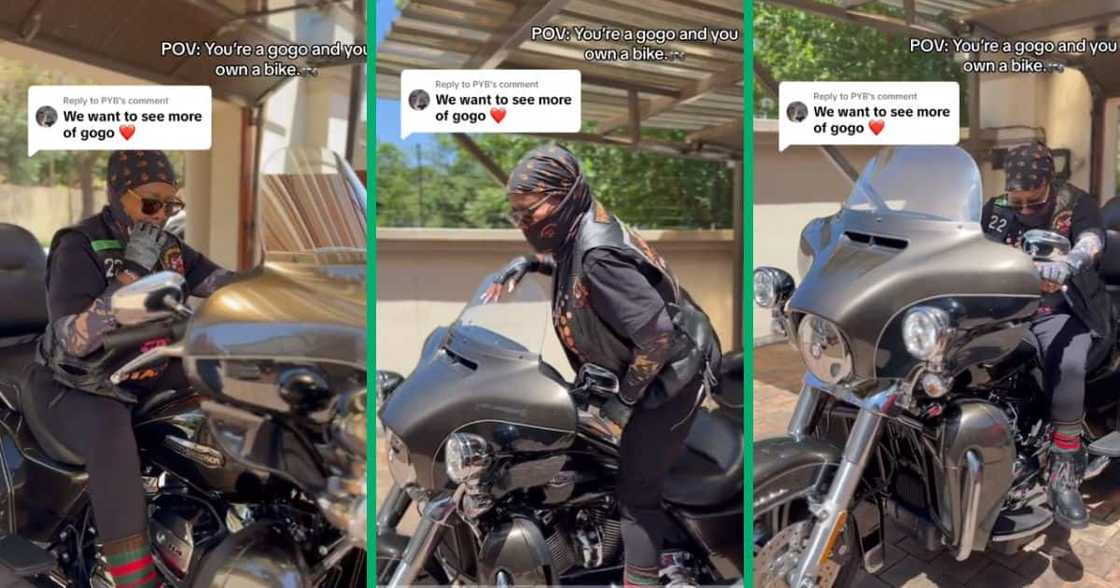 Gauteng gogo rides motorbike Gauteng gogo rides motorbike