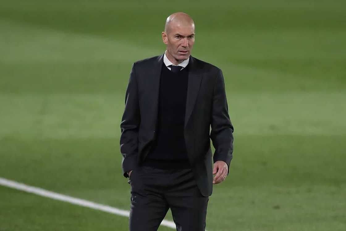 Zinedine Zidane of Real Madrid CF gives instructions during the La Liga Santander Zinedine Zidane of Real Madrid CF gives instructions during the La Liga Santander