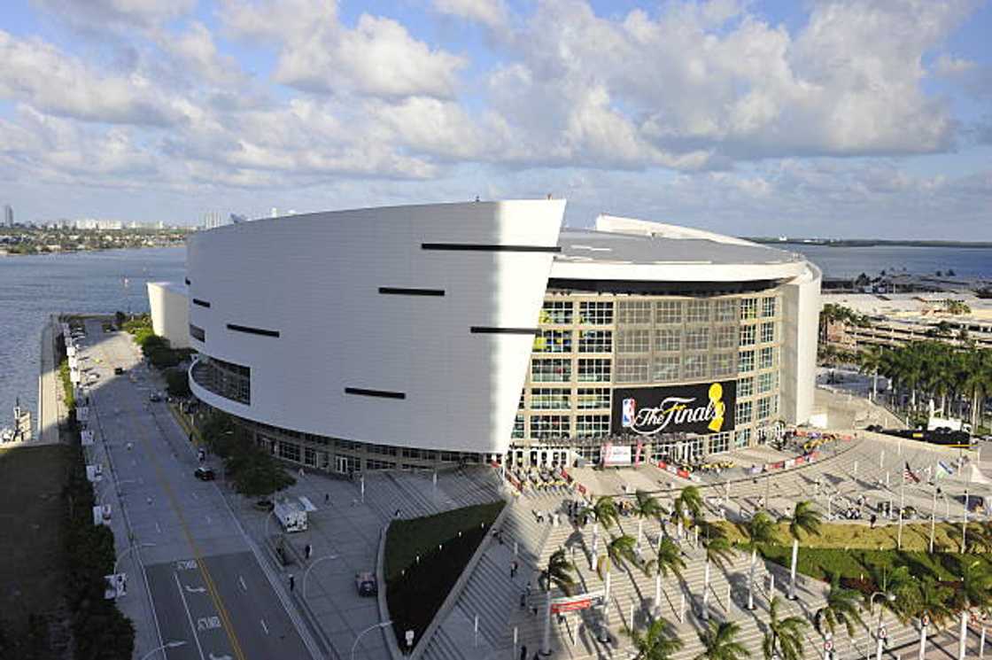 A view of the American Airlines Arena A view of the American Airlines Arena
