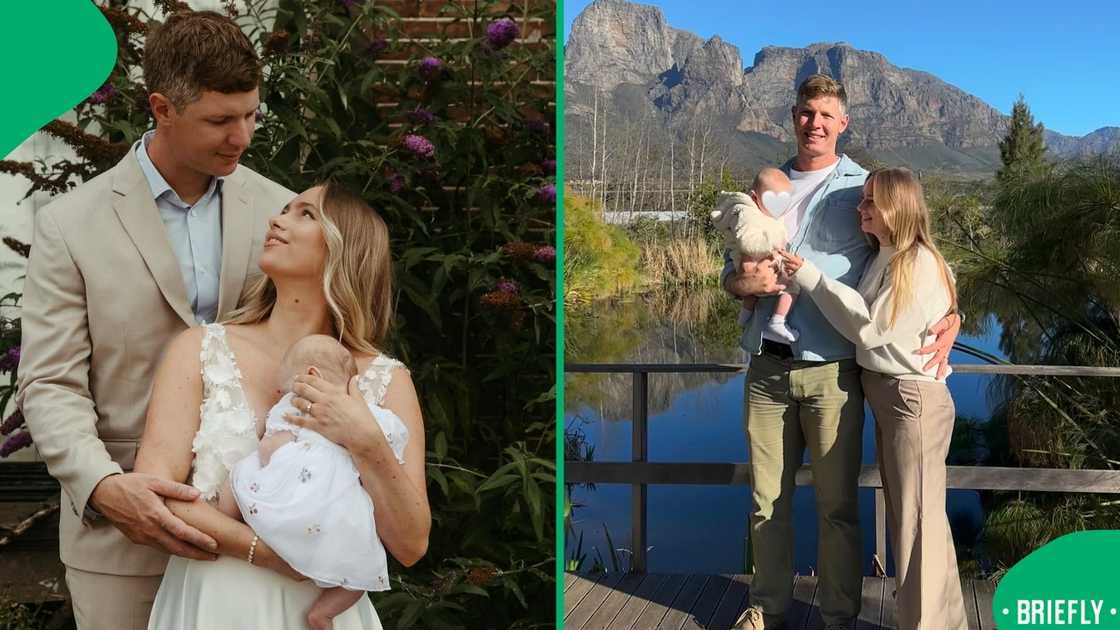 Close-up of the couple posing together with their young child Close-up of the couple posing together with their young child