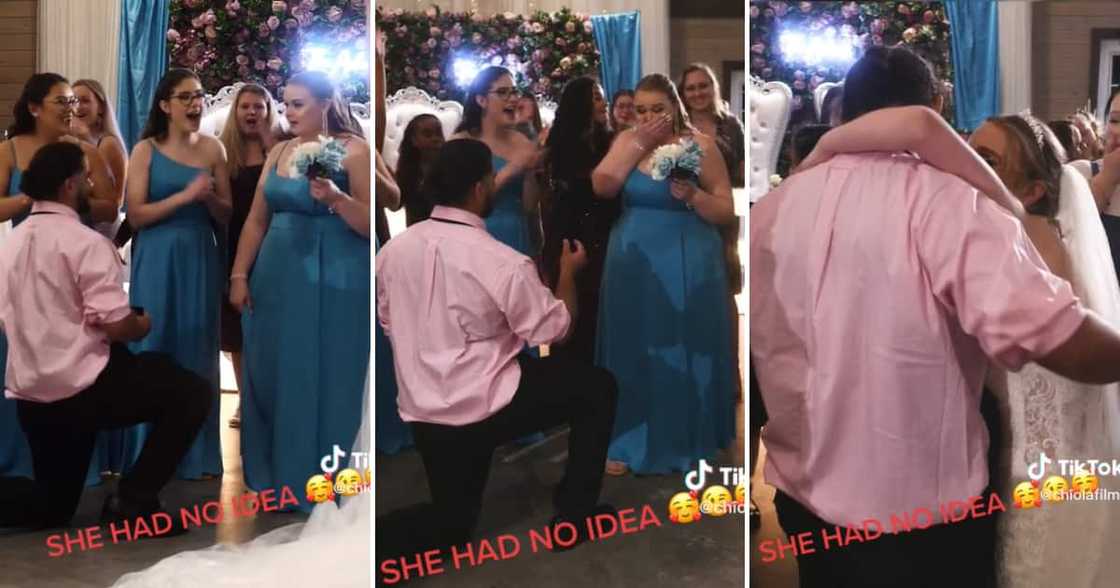 The bride was happy to be part of her sister's proposal moment The bride was happy to be part of her sister's proposal moment