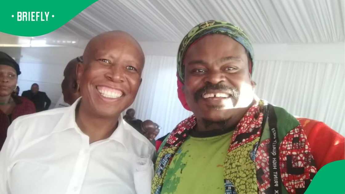 Rasta the Artist presents Julius Malema with portrait of late grandfather
