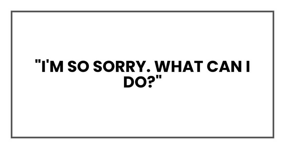 "I'm so sorry. What can I do?" "I'm so sorry. What can I do?"