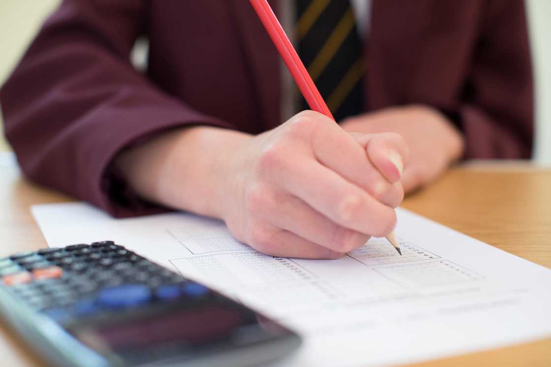 A student taking a test.