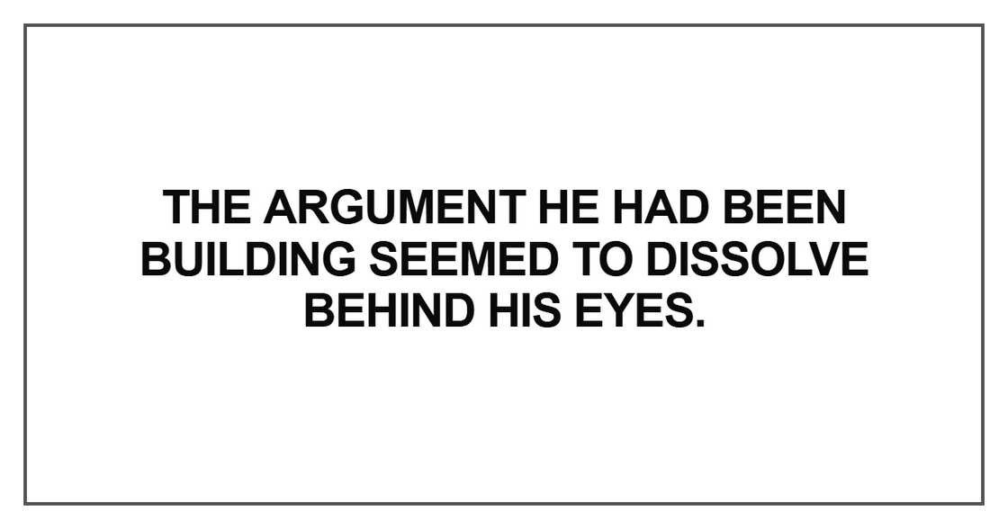 The argument he had been building seemed to dissolve