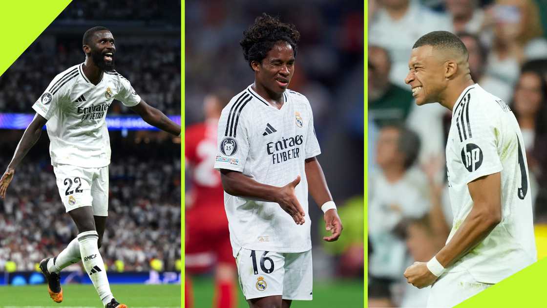 Antonio Rudiger, Kylian Mbappe and a host of Real Madrid stars praised Endrick for his Champions League goal. Photos by David Ramos, Mateo Villalba and NurPhoto.