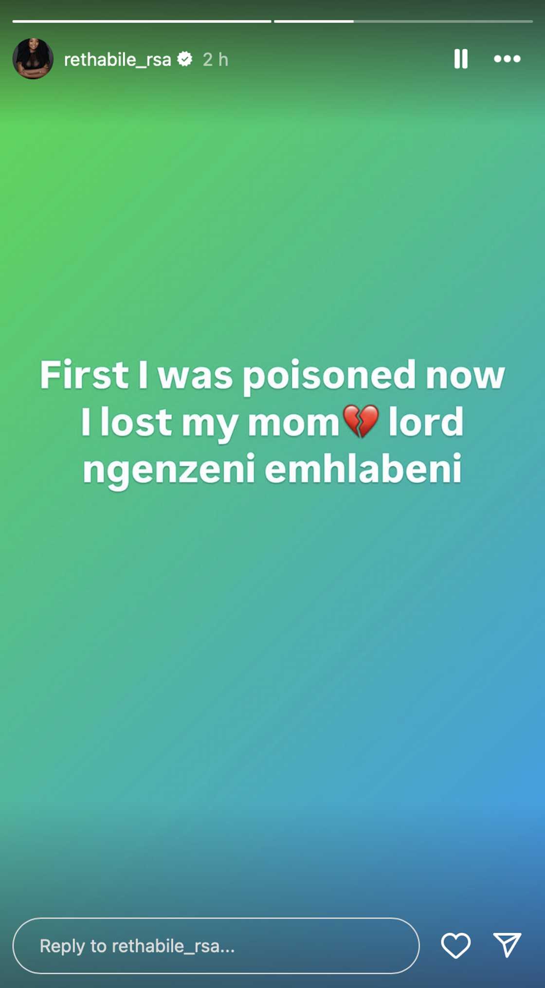 Rethabile broke down in a heartbreaking post Rethabile broke down in a heartbreaking post