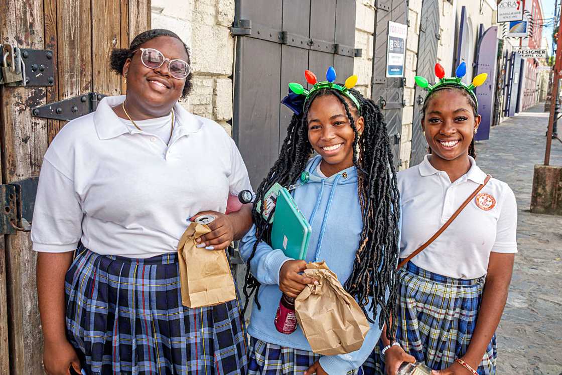 High school girls smiling High school girls smiling