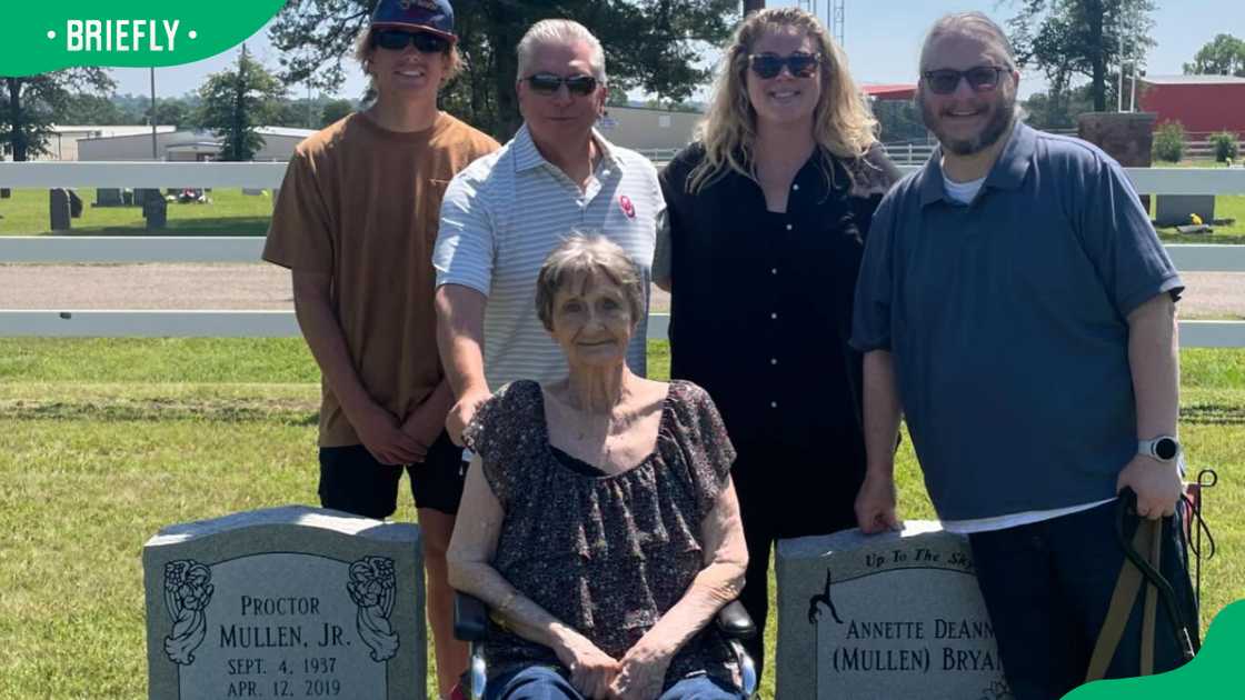 MacKenzie Taylor and family stands at their mother's grave MacKenzie Taylor and family stands at their mother's grave