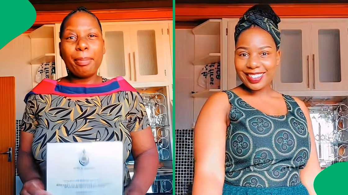 A lady recreated a popular TikTok challenge wearing a graduation stole A lady recreated a popular TikTok challenge wearing a graduation stole