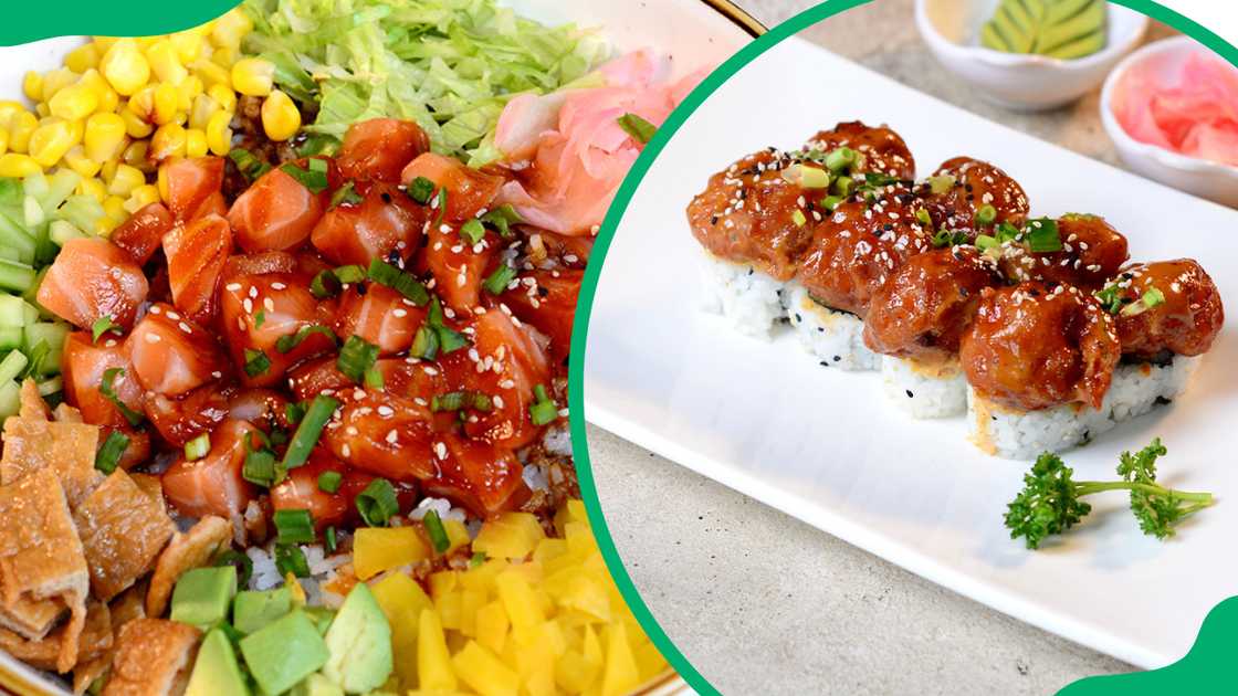 Salmon and veggies (L). Jumble rolls (R)