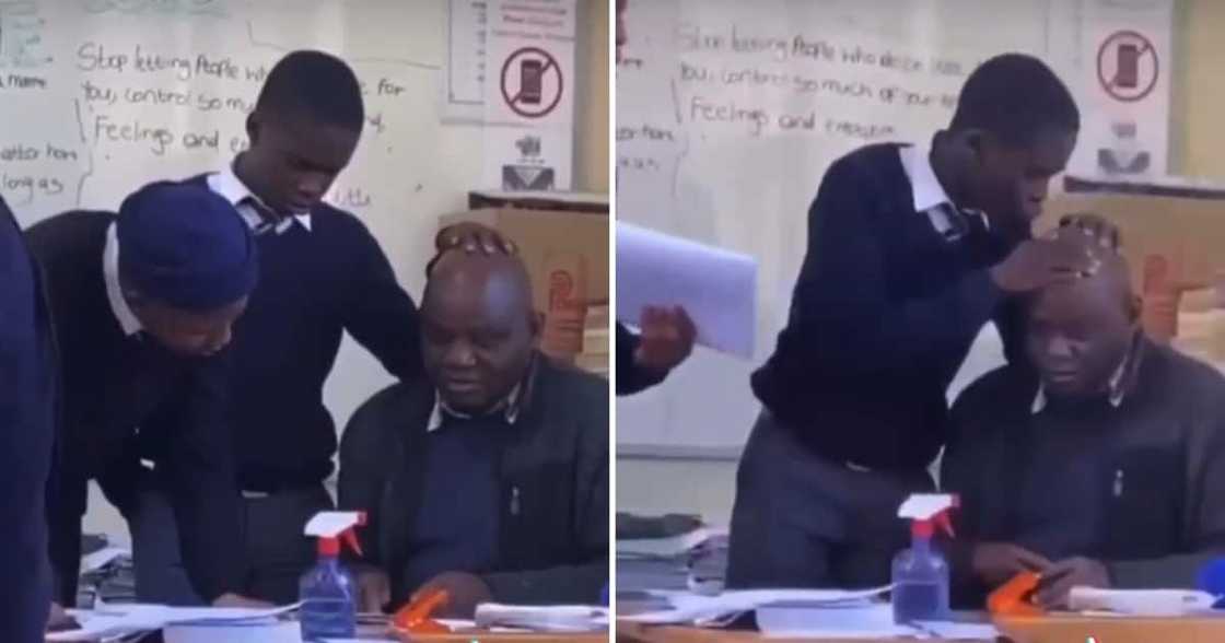 Video of male student rubbing and kissing teacher's head causes a stir Video of male student rubbing and kissing teacher's head causes a stir