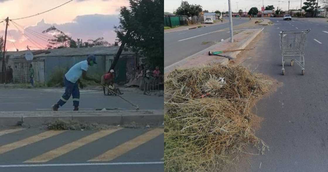 Paving the way to greatness: Man sweeps garbage in street by himself Paving the way to greatness: Man sweeps garbage in street by himself
