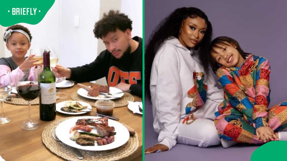 AKA and his daughter Kairo, DJ Zinhle and Kairo