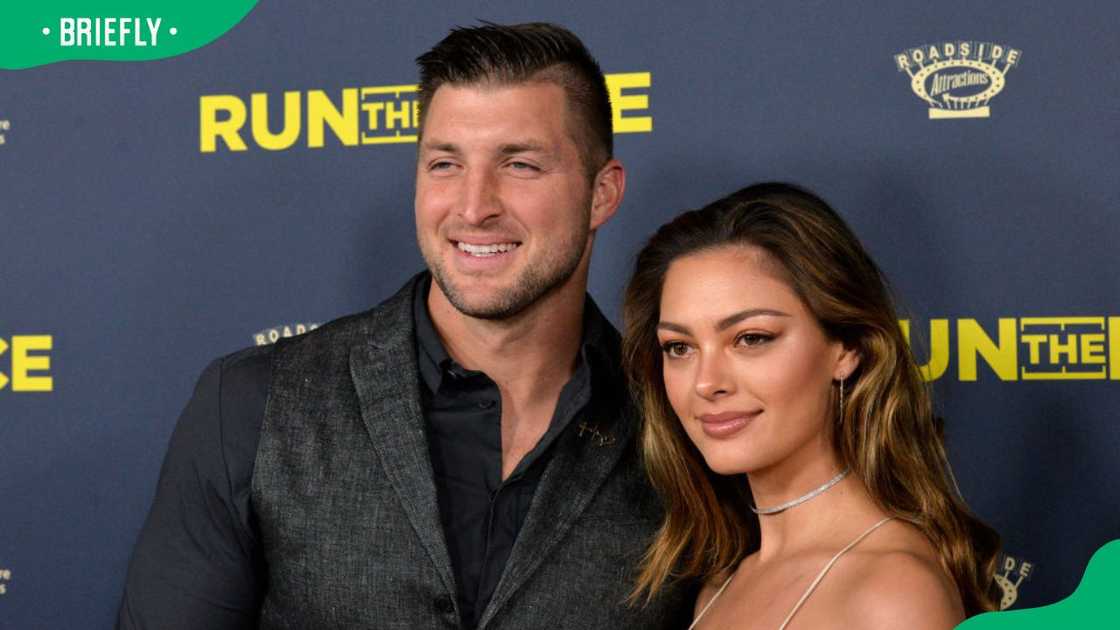 Tim and Demi-Leigh Tebow during the 2019 premiere of Roadside Attractions' Run The Race at the Egyptian Theatre Tim and Demi-Leigh Tebow during the 2019 premiere of Roadside Attractions' Run The Race at the Egyptian Theatre