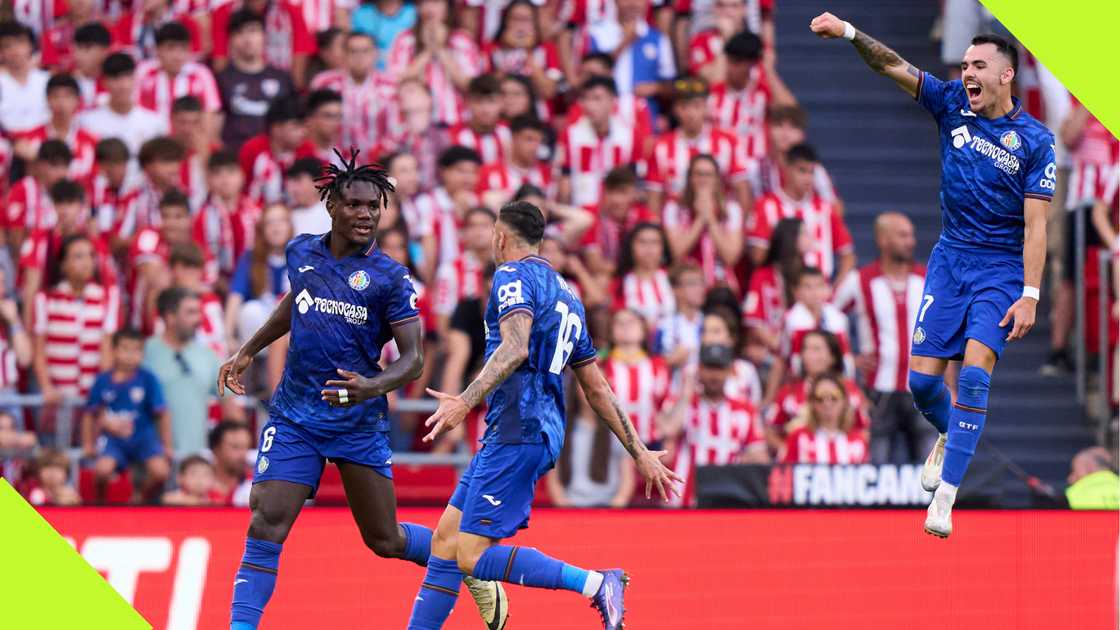 Christantus Uche celebrates his debut goal for Getafe against Athletic Bilbao. Christantus Uche celebrates his debut goal for Getafe against Athletic Bilbao.