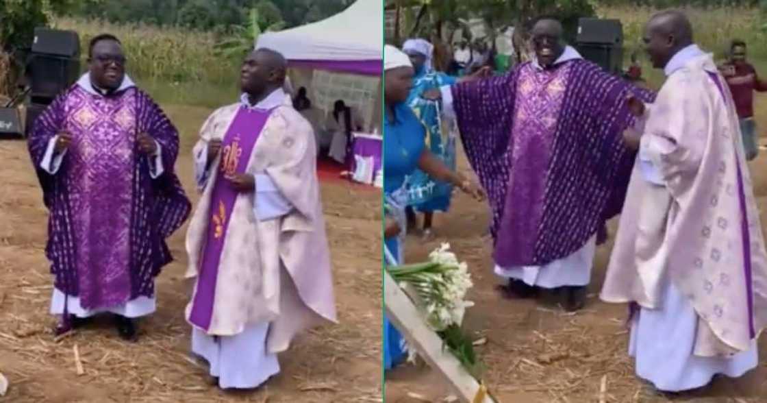 A Catholic priest dancing to a song