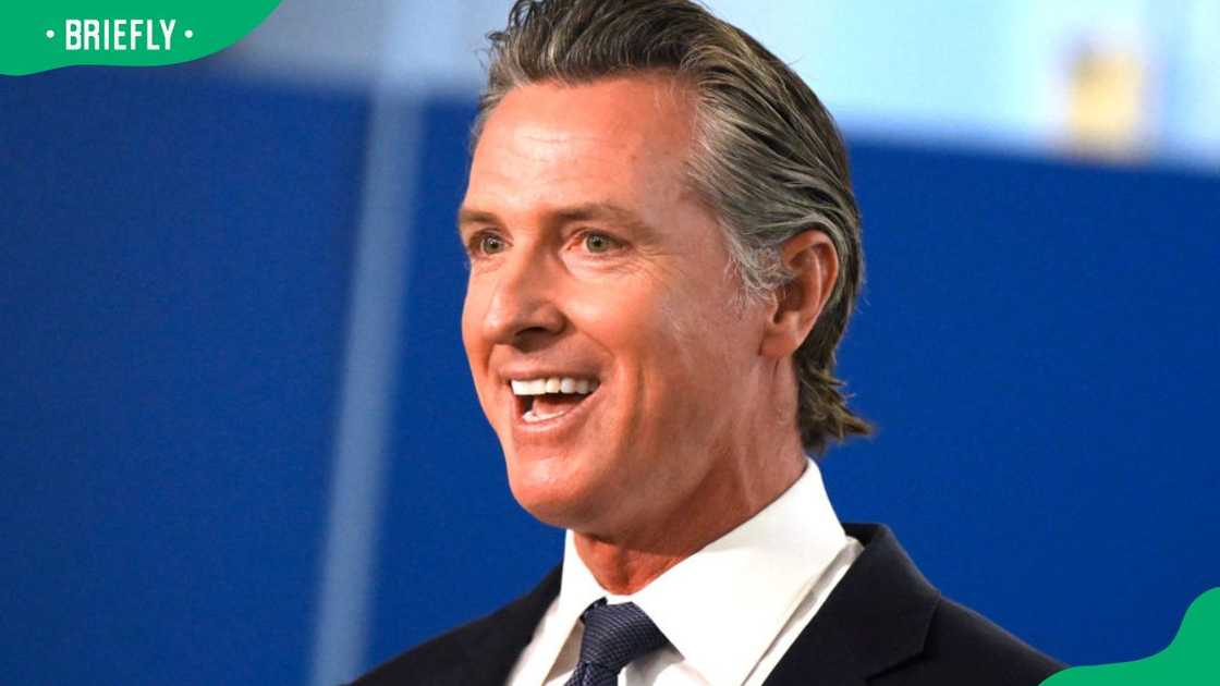 Political icon Gavin Newsom at the 2023 Tour of the State of California at Kaiser Permanente central refill pharmacy Political icon Gavin Newsom at the 2023 Tour of the State of California at Kaiser Permanente central refill pharmacy