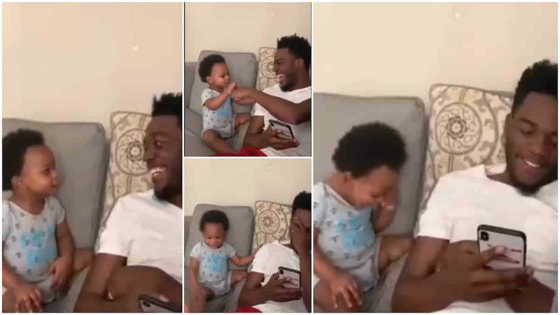 Sweet moment 'father' and son fist-bumps as they talk funny things, video causes laughter Sweet moment 'father' and son fist-bumps as they talk funny things, video causes laughter