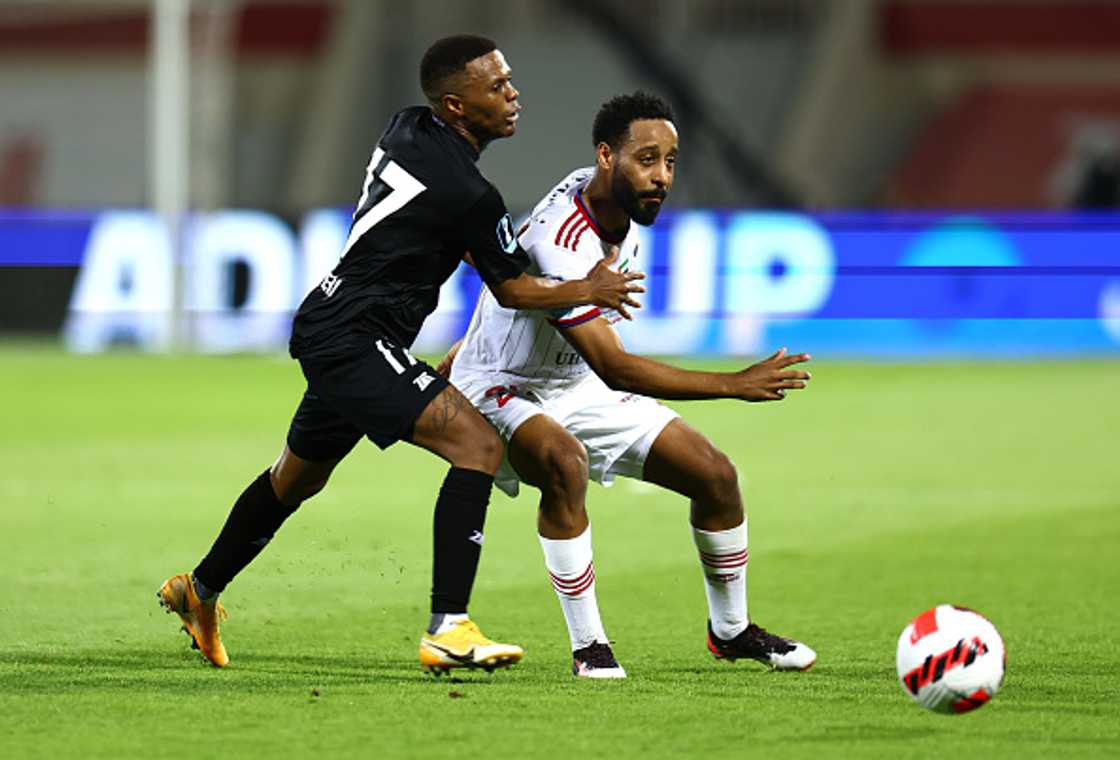 Thulani Serero of Al Jazira Club during the FIFA Club World Cup UAE 2021 2nd Round match between Al Hilal and Al Jazira at Mohammed Bin Zayed Stadium on February 6, 2022 in Abu Dhabi, UAE.