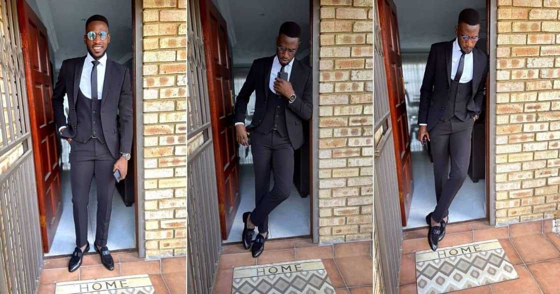 Orlando Pirates midfielder Fortune Makaringe has impressed his fans in a stylish suit on social media. Image: Instagram Orlando Pirates midfielder Fortune Makaringe has impressed his fans in a stylish suit on social media. Image: Instagram
