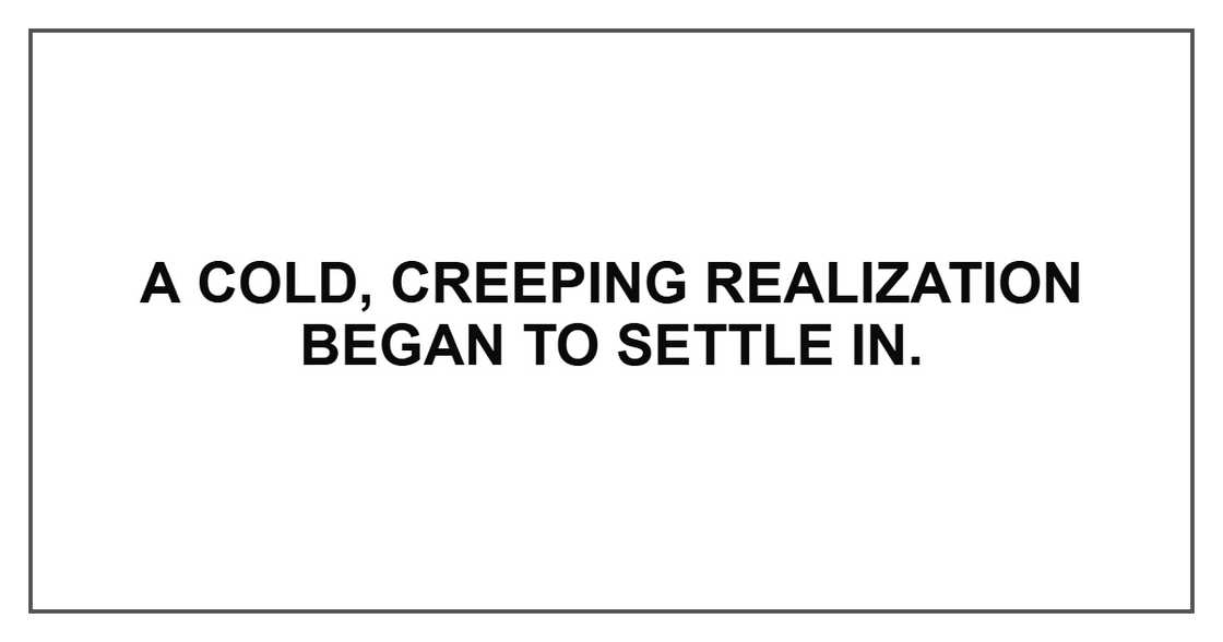 A cold, creeping realization began to settle in.