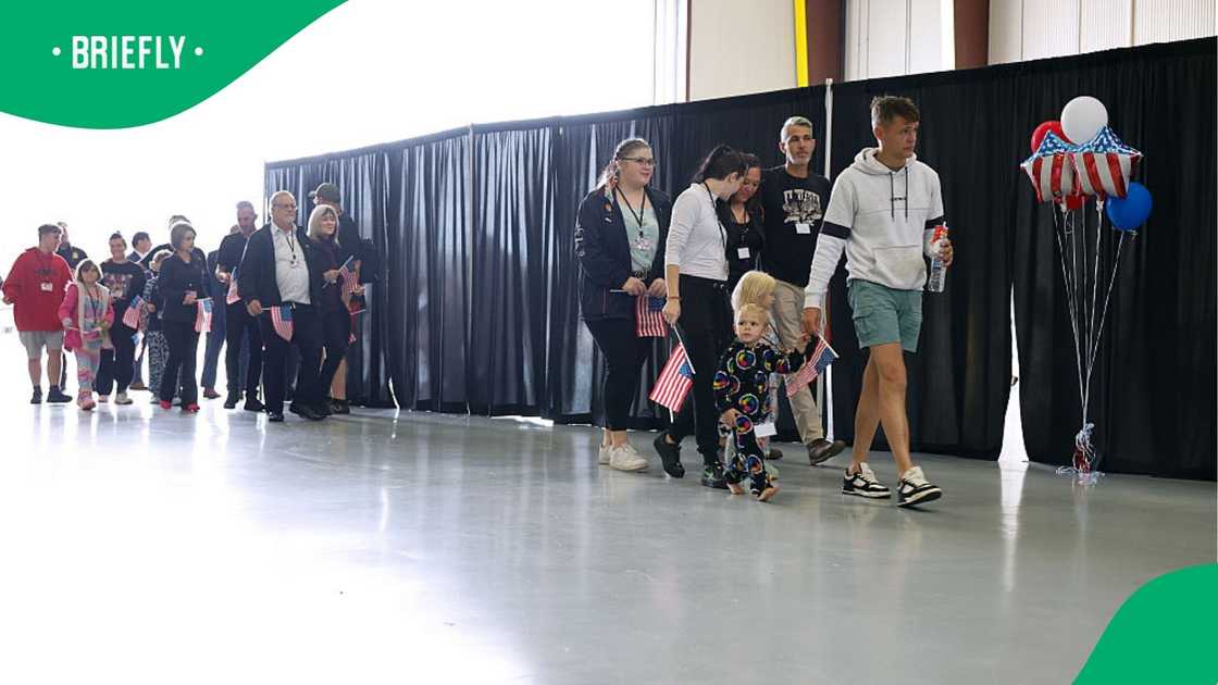 Newly arrived South Africans refugees at Dulles International Airport Newly arrived South Africans refugees at Dulles International Airport