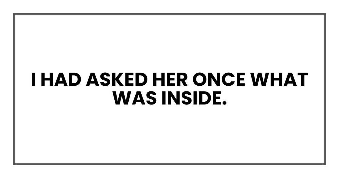 I had asked her once what was inside.