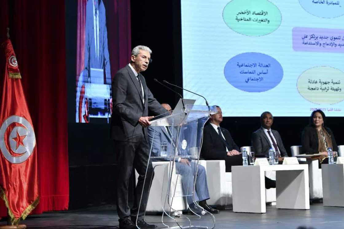 Tunisian Economy Minister Samir Saied unveils a 2023-2025 development plan the government hopes will help secure a nearly $2-billion bailout from the International Monetary Fund Tunisian Economy Minister Samir Saied unveils a 2023-2025 development plan the government hopes will help secure a nearly $2-billion bailout from the International Monetary Fund