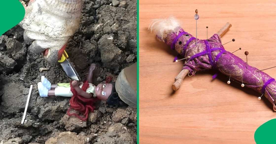A group of men came across a buried voodoo doll and broke a spell. A group of men came across a buried voodoo doll and broke a spell.