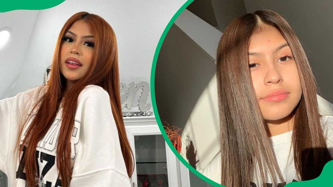 Desiree Montoya in ginger hair (L). The TikToker’s younger self (R) Desiree Montoya in ginger hair (L). The TikToker’s younger self (R)