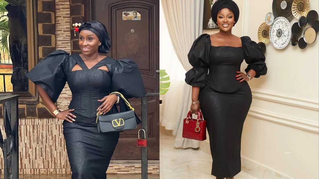 Black top with puffed sleeves Black top with puffed sleeves