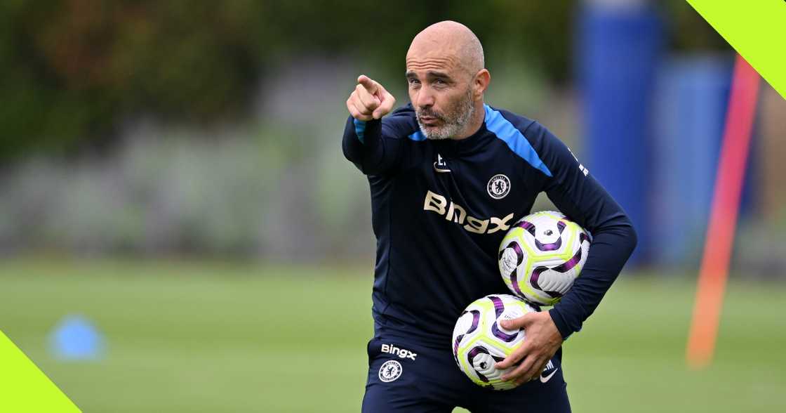 Enzo Maresca on Chelsea's training pitch. Enzo Maresca on Chelsea's training pitch.