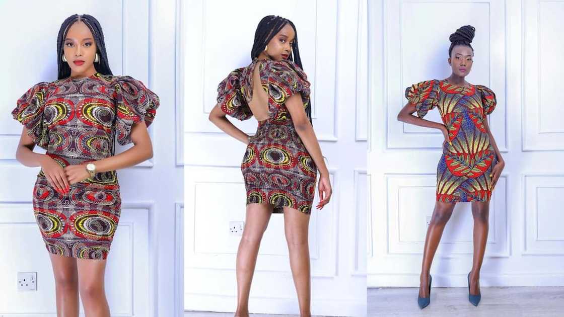 Stylish Ankara bodycon with ballooned short sleeves