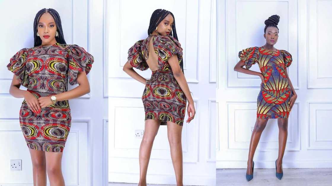 Stylish Ankara bodycon with ballooned short sleeves Stylish Ankara bodycon with ballooned short sleeves