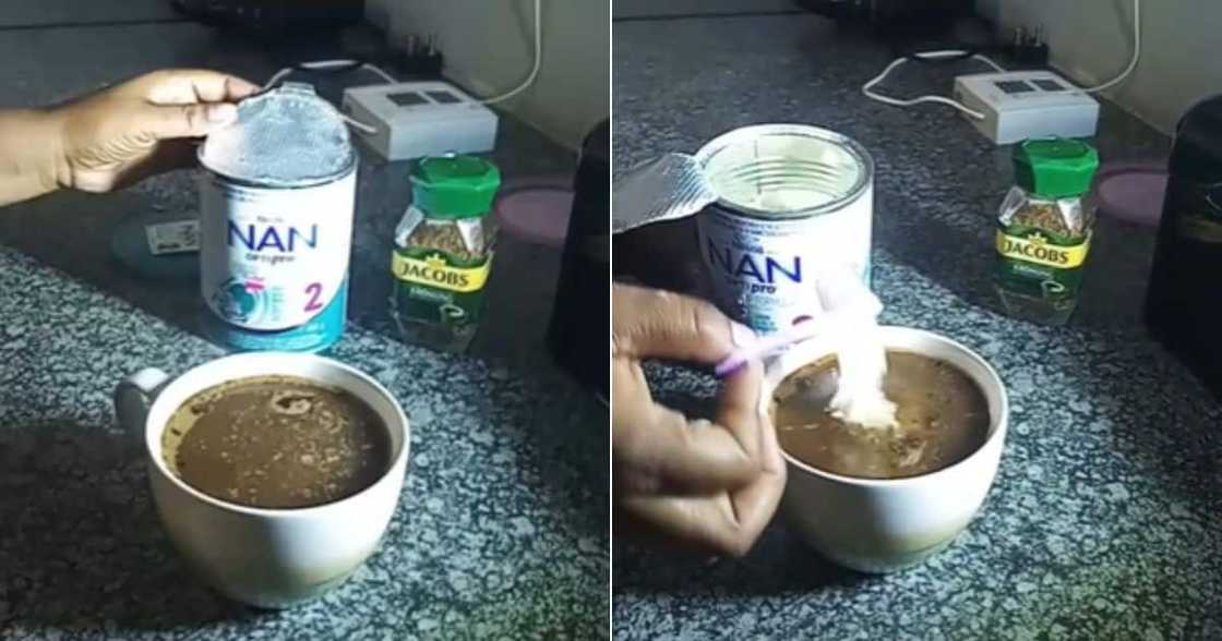 Nestlé Baby Formula as creamer forwoman's cup of Jacob's coffee Nestlé Baby Formula as creamer forwoman's cup of Jacob's coffee
