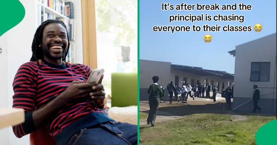 A video went viral showing a school principal using a whip to chase students back to class after their break A video went viral showing a school principal using a whip to chase students back to class after their break