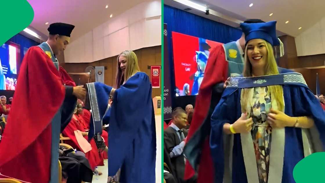 A father capped his daughter at her graduation ceremony.