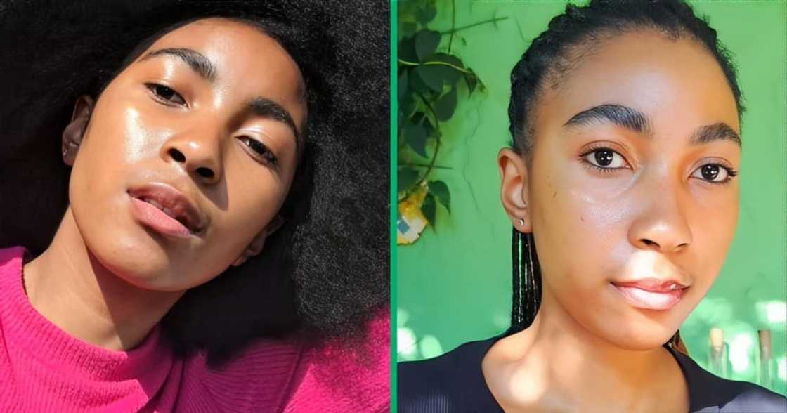 A TikTok video shows a woman unveiling her two products for body odour and glowing skin.