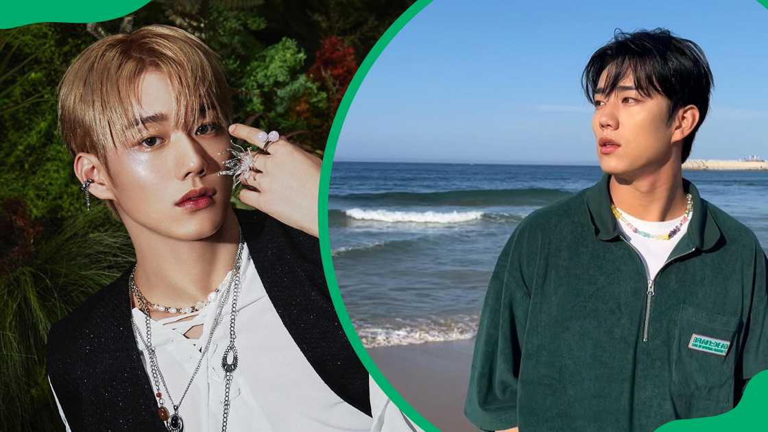 Intak dressed in a black and white outfit (L). The rapper in a more casual and relaxed setting by the beach (R)