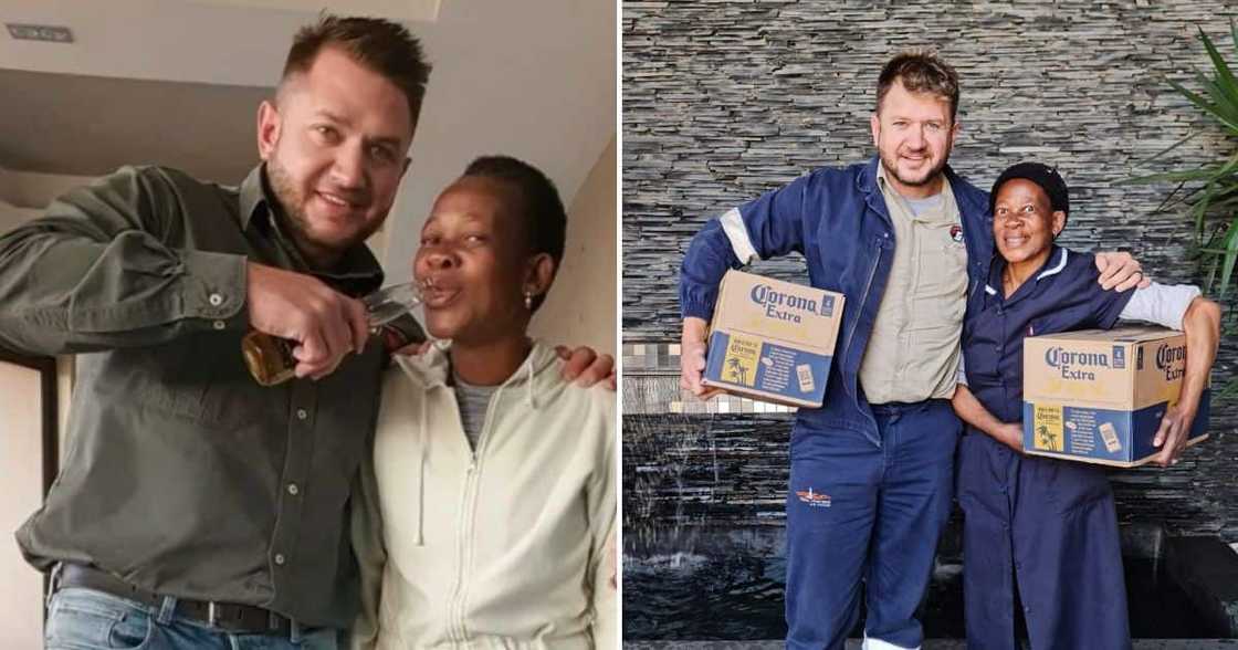 Malcolm Wentzel and Thembi share beer Malcolm Wentzel and Thembi share beer