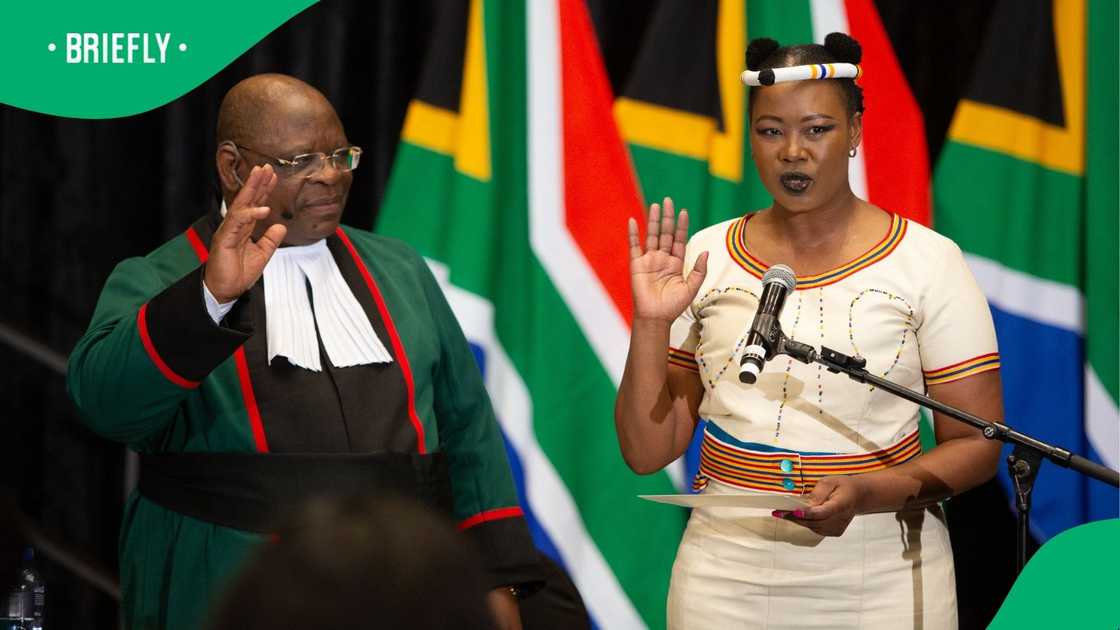 Stella Ndabeni-Abrahams at a ceremony in 2024.