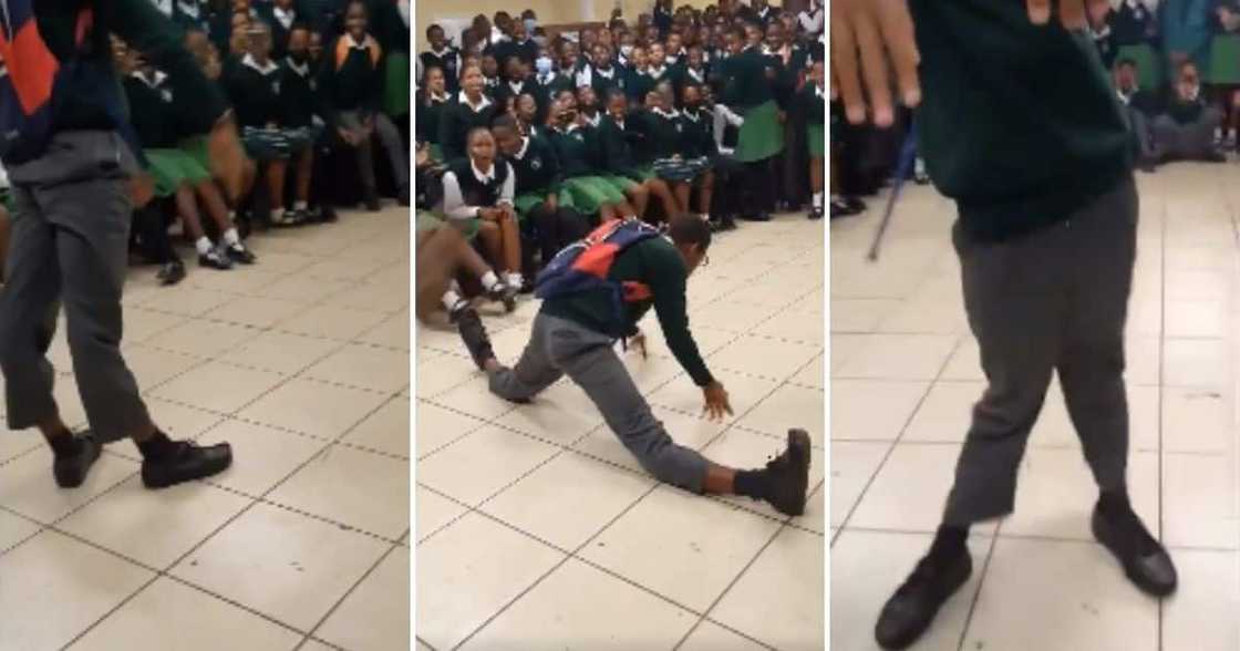 School boy dancing