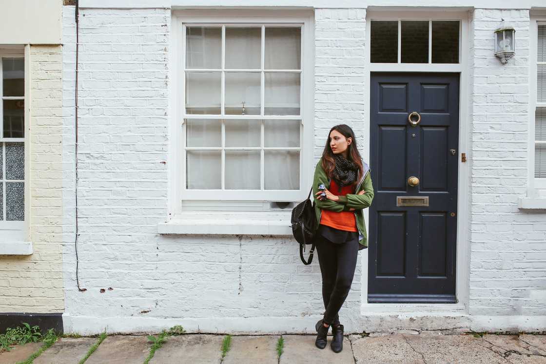 A woman standing outside