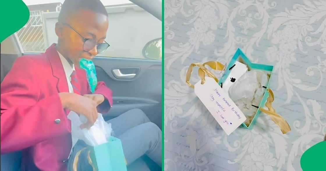 A South African mom on TikTok, Nqo Mpondo (@nqo_mpondo), surprised her son with a new iPhone for his birthday