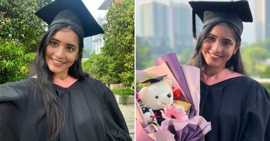 A hard-working lady who graduated in Tourism thanked her parents for their support