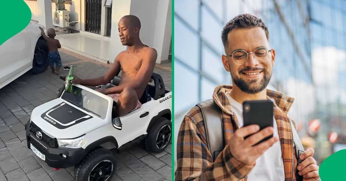 A gentleman hilariously played with a kid's toy vehicle, leaving the internet in laughter. A gentleman hilariously played with a kid's toy vehicle, leaving the internet in laughter.