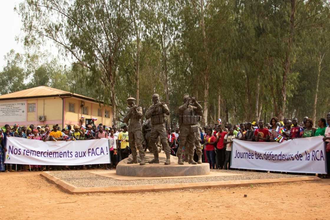 On the eve of Russia's invasion of Ukraine in February, a hundred people staged a pro-Moscow rally in Bangui On the eve of Russia's invasion of Ukraine in February, a hundred people staged a pro-Moscow rally in Bangui